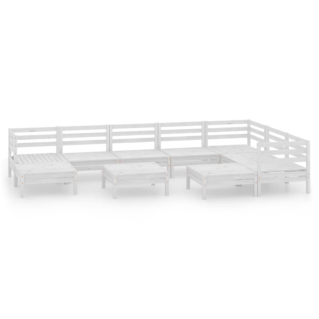 10-tlg. Garten-Lounge-Set Massivholz Kiefer Weiss